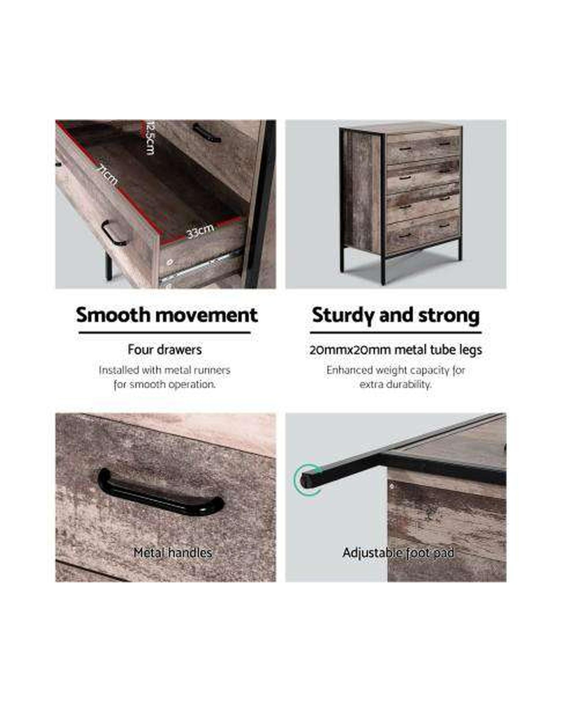 Chest of Drawers - Industrial Rustic Artiss