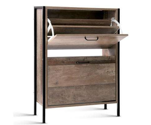 12 Pair Wooden Vintage Shoe Rack Storage Cabinet - Wood Artiss