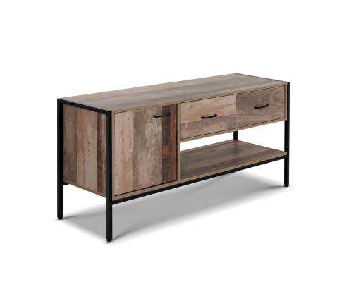 TV Stand Entertainment Unit Storage Cabinet Industrial Rustic Wooden 120cm Artiss
