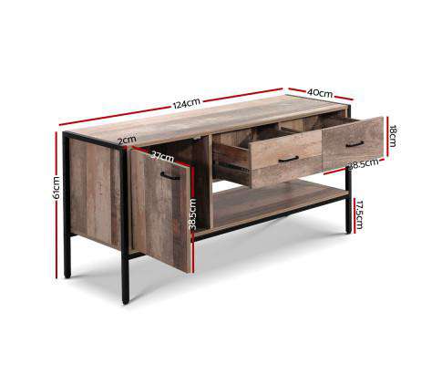 TV Stand Entertainment Unit Storage Cabinet Industrial Rustic Wooden 120cm Artiss