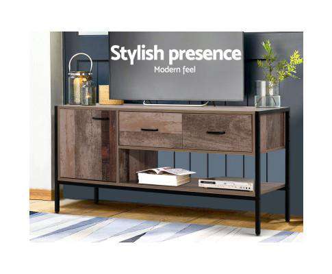 TV Stand Entertainment Unit Storage Cabinet Industrial Rustic Wooden 120cm Artiss