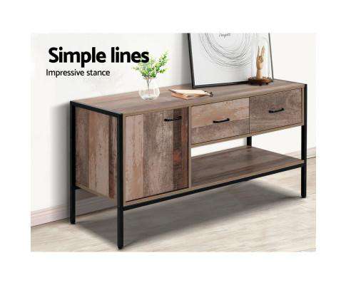 TV Stand Entertainment Unit Storage Cabinet Industrial Rustic Wooden 120cm Artiss