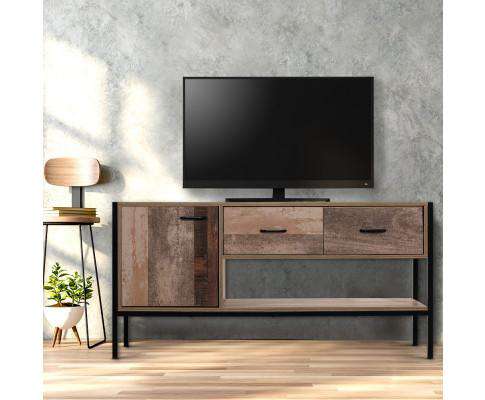 TV Stand Entertainment Unit Storage Cabinet Industrial Rustic Wooden 120cm Artiss