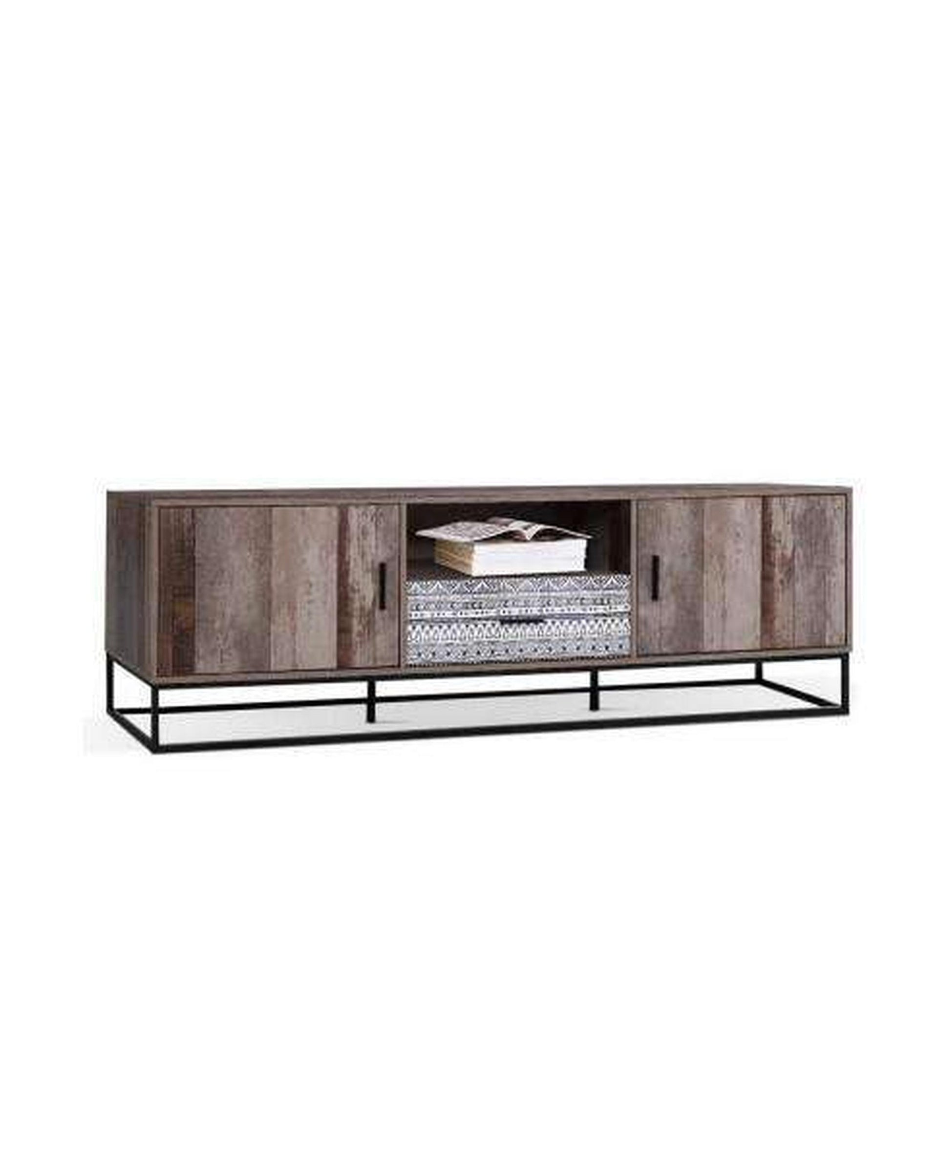 TV Cabinet Entertainment Unit Stand Storage Wooden Industrial Rustic 180cm Artiss