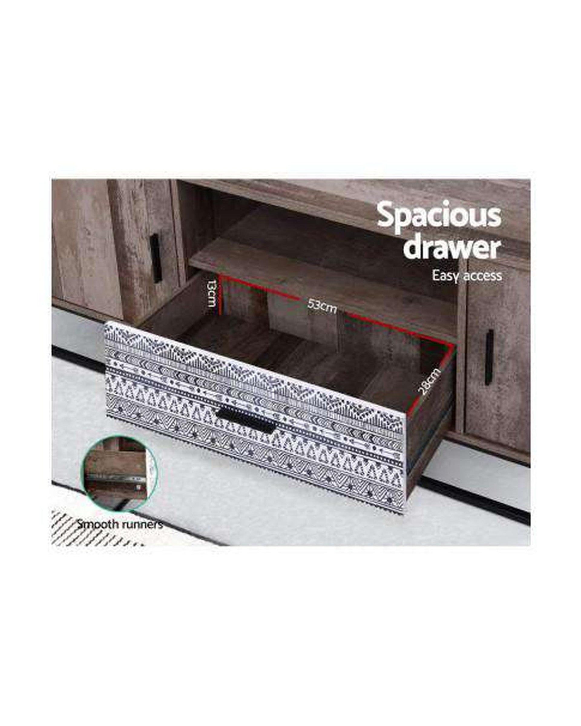 TV Cabinet Entertainment Unit Stand Storage Wooden Industrial Rustic 180cm Artiss