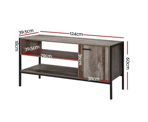 TV Cabinet Entertainment Unit Stand Storage Wood Industrial Rustic 124cm Artiss