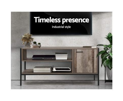 TV Cabinet Entertainment Unit Stand Storage Wood Industrial Rustic 124cm Artiss
