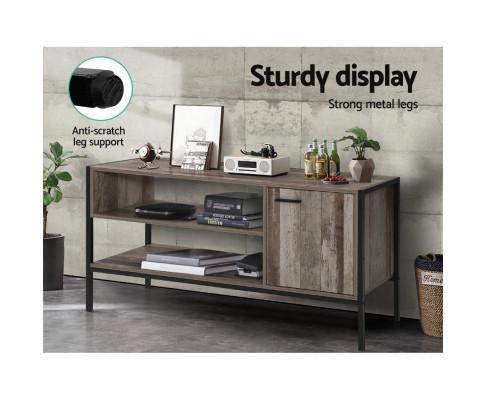 TV Cabinet Entertainment Unit Stand Storage Wood Industrial Rustic 124cm Artiss