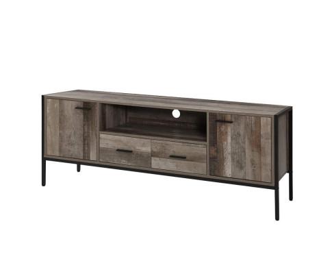 TV Cabinet Entertainment Unit Stand Storage Wood Industrial Rustic 160cm Artiss