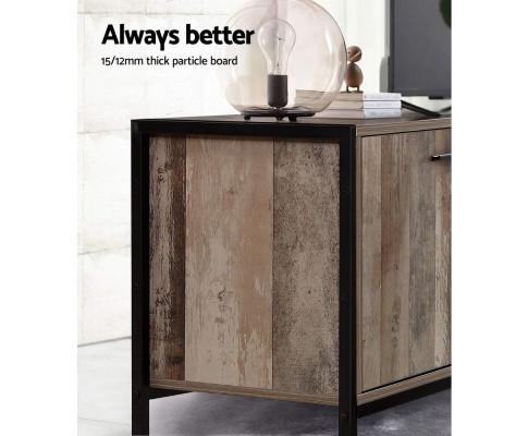 TV Cabinet Entertainment Unit Stand Storage Wood Industrial Rustic 160cm Artiss