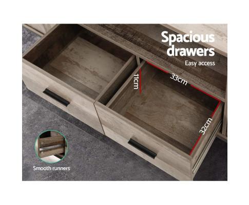 TV Cabinet Entertainment Unit Stand Storage Wood Industrial Rustic 160cm Artiss