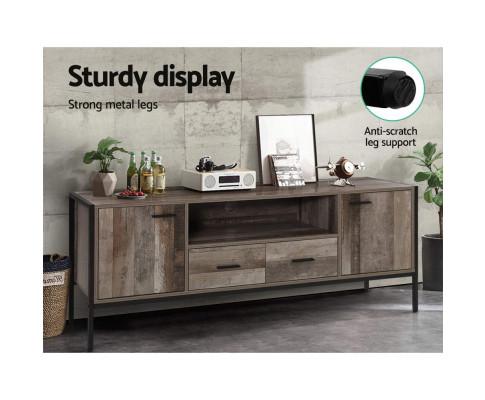 TV Cabinet Entertainment Unit Stand Storage Wood Industrial Rustic 160cm Artiss
