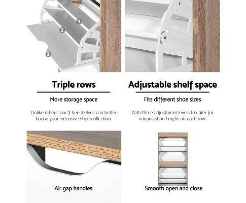 36 Pairs Shoe Cabinet Rack Organiser Storage Shelf Wooden Artiss
