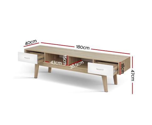 TV Cabinet Entertainment Unit Stand Storage Drawer Scandinavian 180cm Oak Artiss
