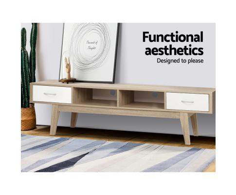 TV Cabinet Entertainment Unit Stand Storage Drawer Scandinavian 180cm Oak Artiss
