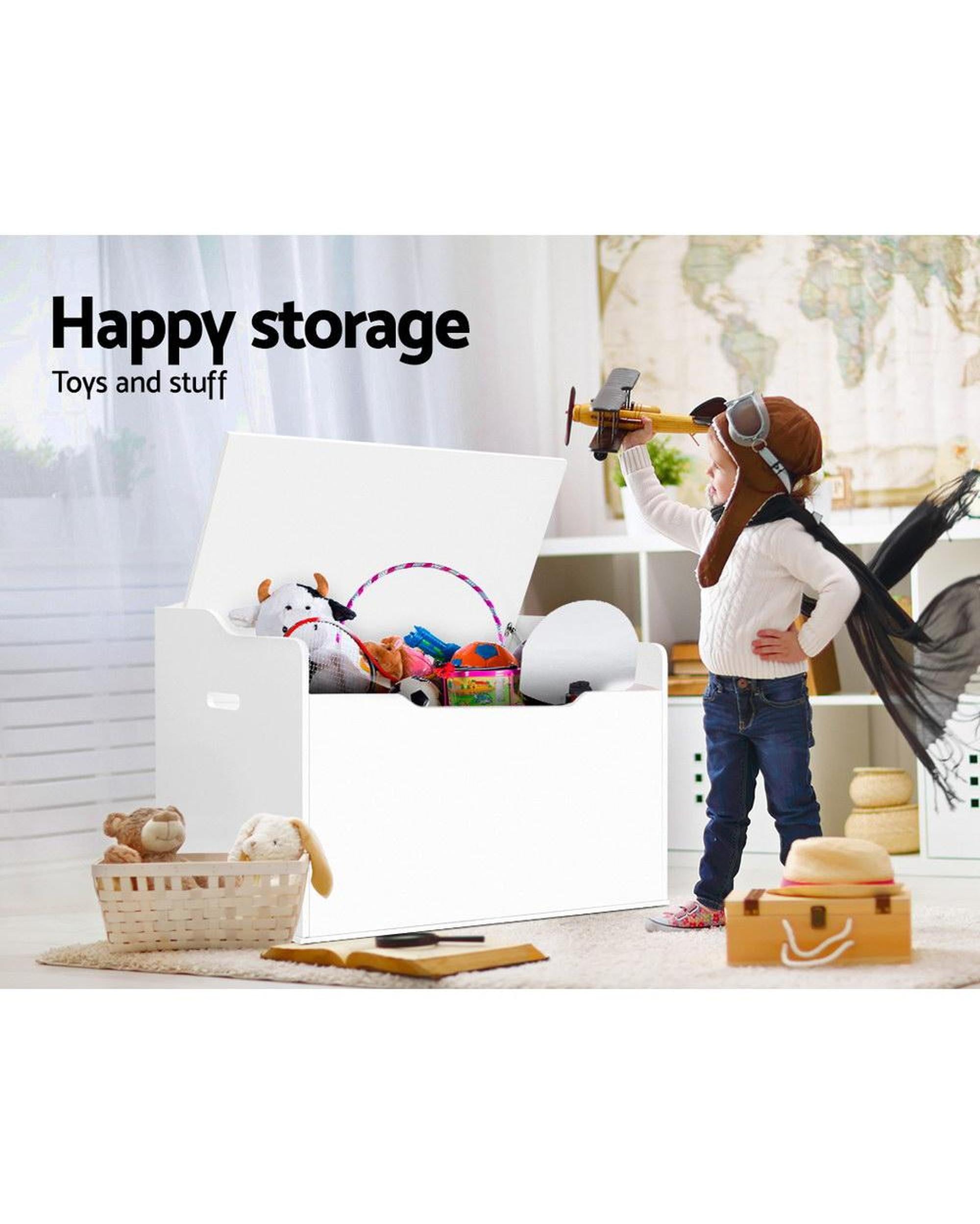 Kids Toy Chest Storage Bench Cabinet Organiser Blanket Children Clothes Artiss