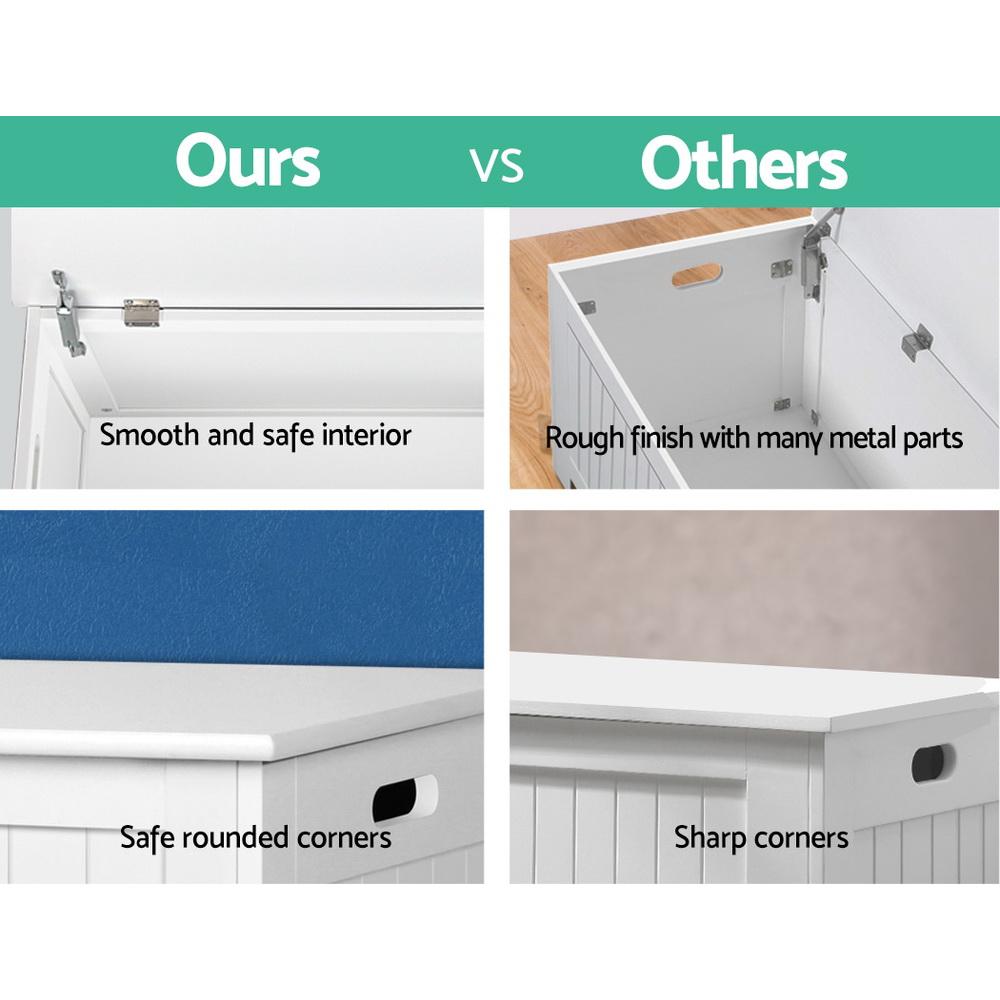 Kids Wooden Toy Chest Storage Blanket Box White Children Room Organiser Artiss