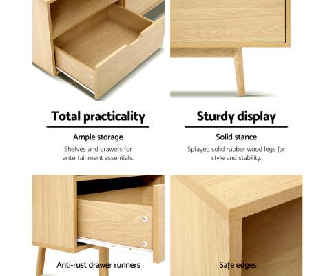TV Cabinet Entertainment Unit Stand Wooden Storage 120cm Scandinavian Artiss