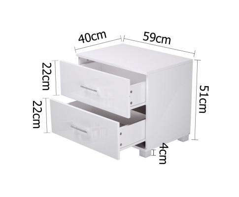 Classic High Gloss White Bedside Table Artiss