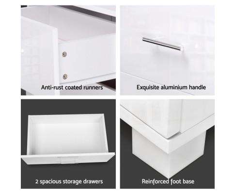 Classic High Gloss White Bedside Table Artiss