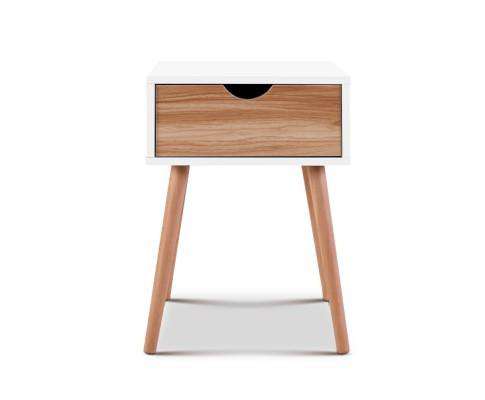 Bedside Tables Drawers Side Table Storage Cabinet Nightstand Solid Wood Legs Bedroom White Artiss