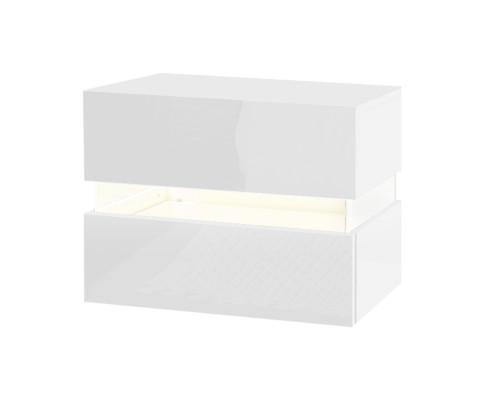 Bedside Table 2 Drawers RGB LED Side Nightstand High Gloss Cabinet White Artiss
