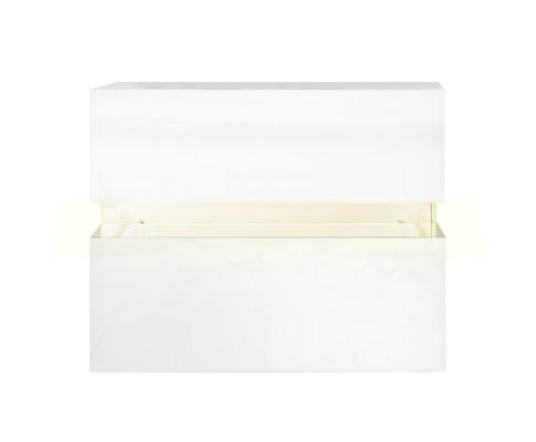 Bedside Table 2 Drawers RGB LED Side Nightstand High Gloss Cabinet White Artiss
