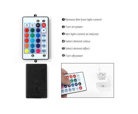 Bedside Table 2 Drawers RGB LED Side Nightstand High Gloss Cabinet White Artiss