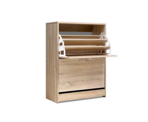 Shoe Cabinet Shoes Storage Rack 24 Pairs Organiser Shelf Cupboard Oak Artiss