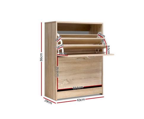 Shoe Cabinet Shoes Storage Rack 24 Pairs Organiser Shelf Cupboard Oak Artiss