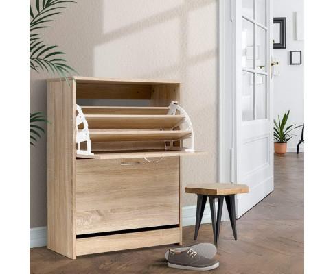 Shoe Cabinet Shoes Storage Rack 24 Pairs Organiser Shelf Cupboard Oak Artiss