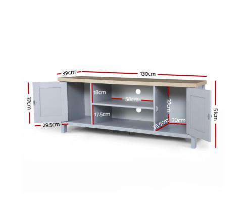 TV Cabinet Entertainment Unit Stand French Provincial Storage Shelf Wooden 130cm Grey Artiss