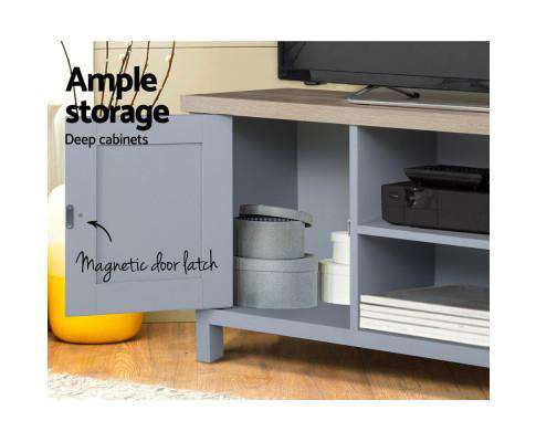 TV Cabinet Entertainment Unit Stand French Provincial Storage Shelf Wooden 130cm Grey Artiss