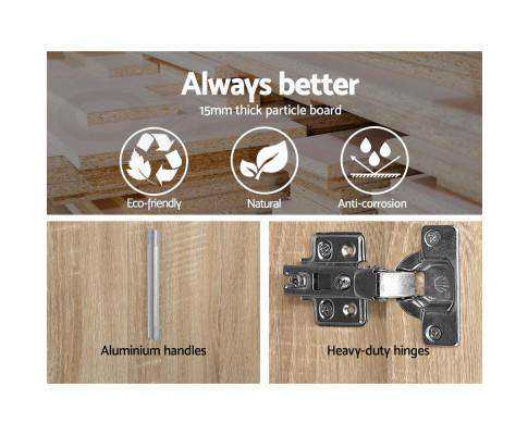 Wardrobe Bedroom Clothes Closet 3 Doors Storage Cabinet Organiser Armoire Artiss