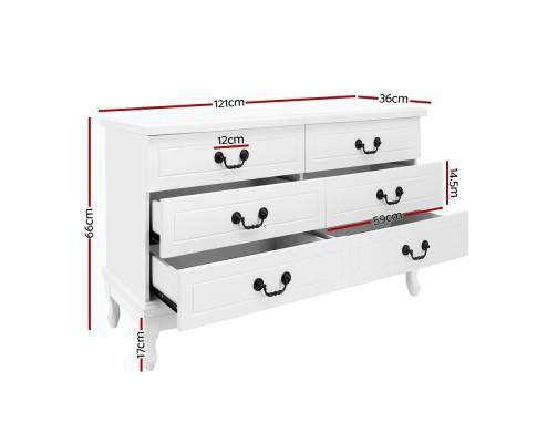 Six Chest of Drawers Dresser - White Artiss