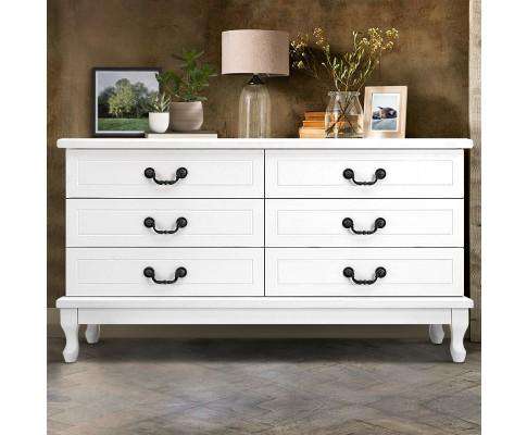 Six Chest of Drawers Dresser - White Artiss