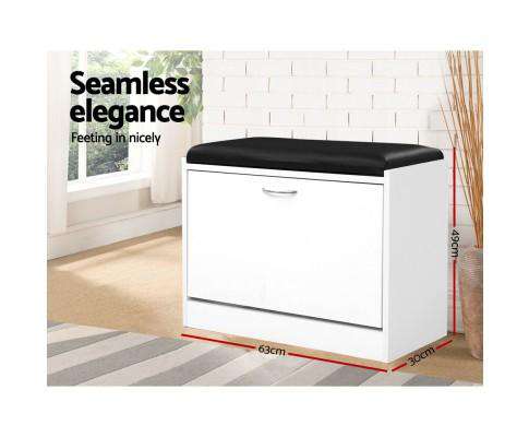 Shoe Cabinet Bench Shoes Storage Rack Organiser Storage White 15 Pairs Artiss