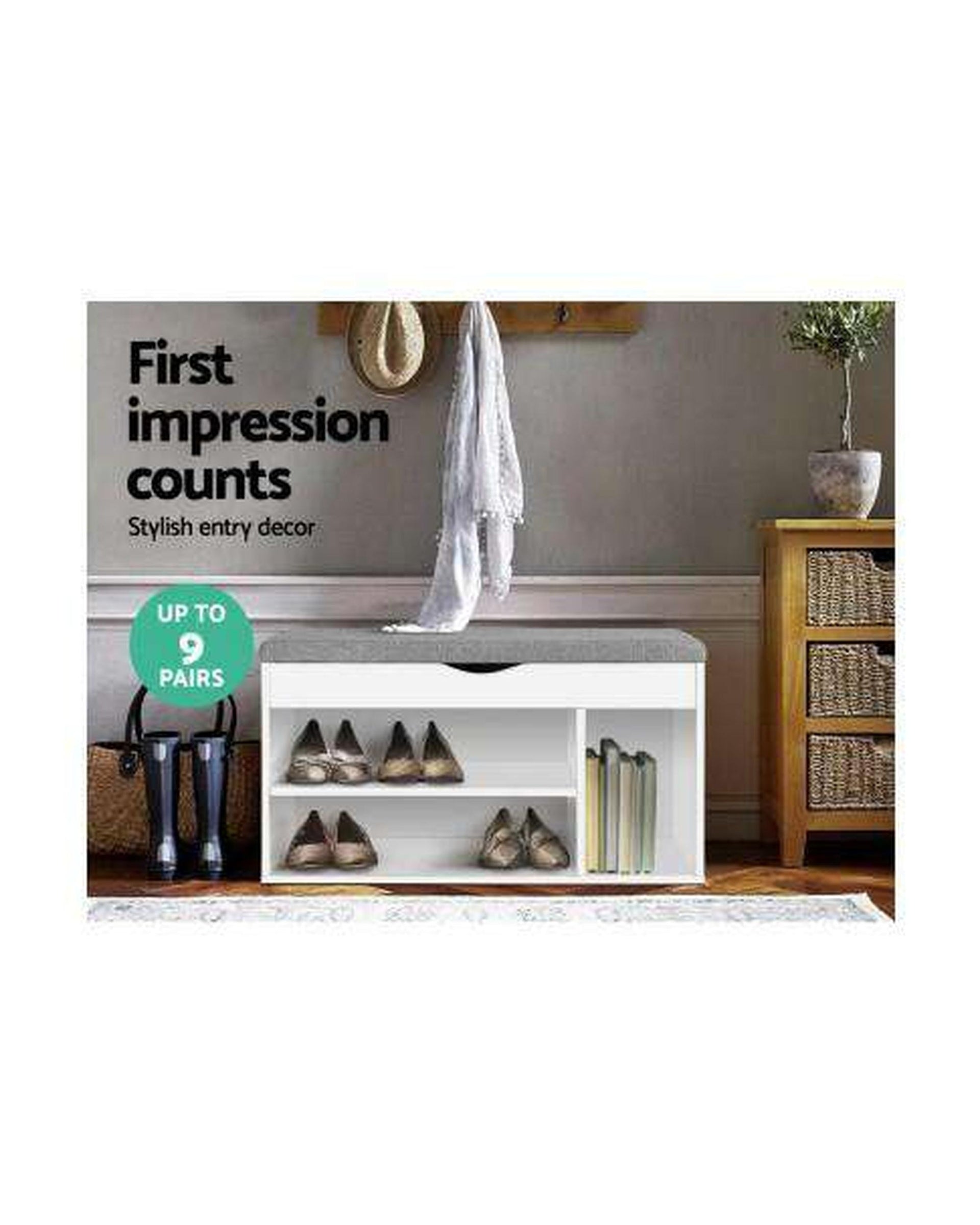 Shoe Cabinet Bench Shoes Organiser Storage Rack Shelf White Cupboard Box Artiss