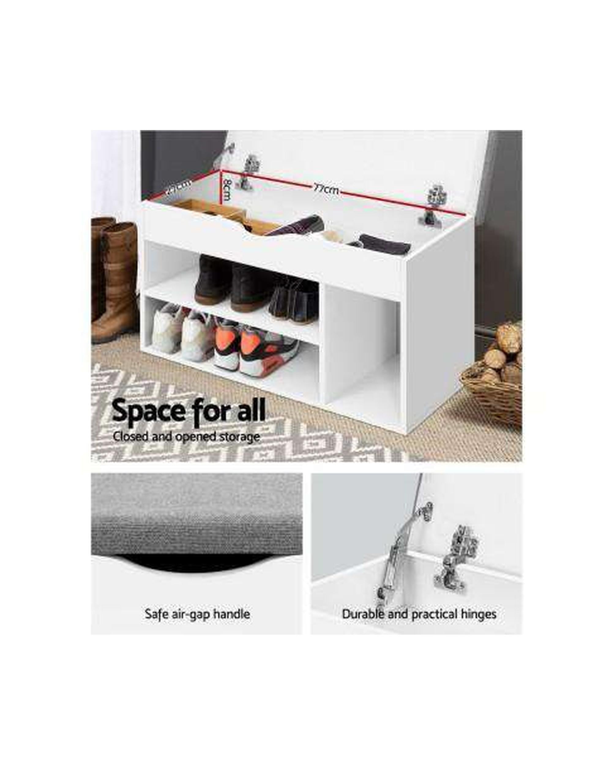 Shoe Cabinet Bench Shoes Organiser Storage Rack Shelf White Cupboard Box Artiss