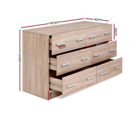 Six Chest of Drawer - Wood Artiss