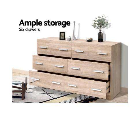 Six Chest of Drawer - Wood Artiss