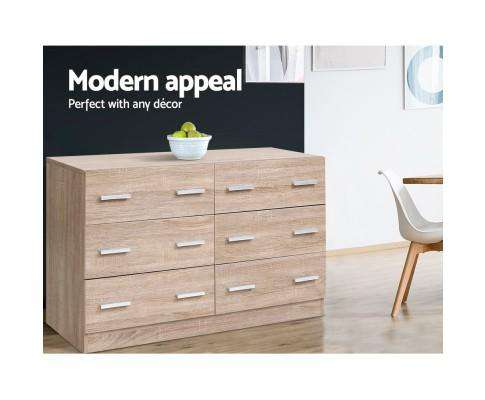 Six Chest of Drawer - Wood Artiss