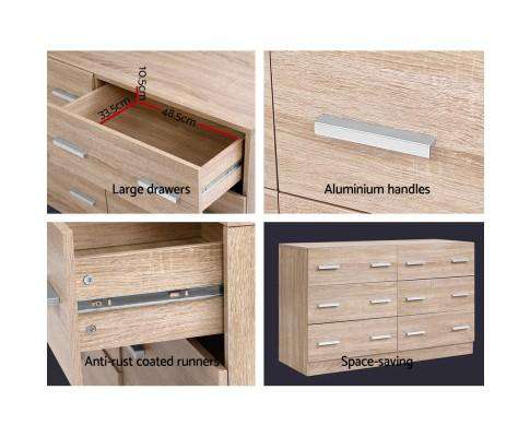 Six Chest of Drawer - Wood Artiss