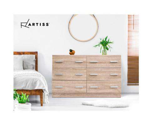 Six Chest of Drawer - Wood Artiss