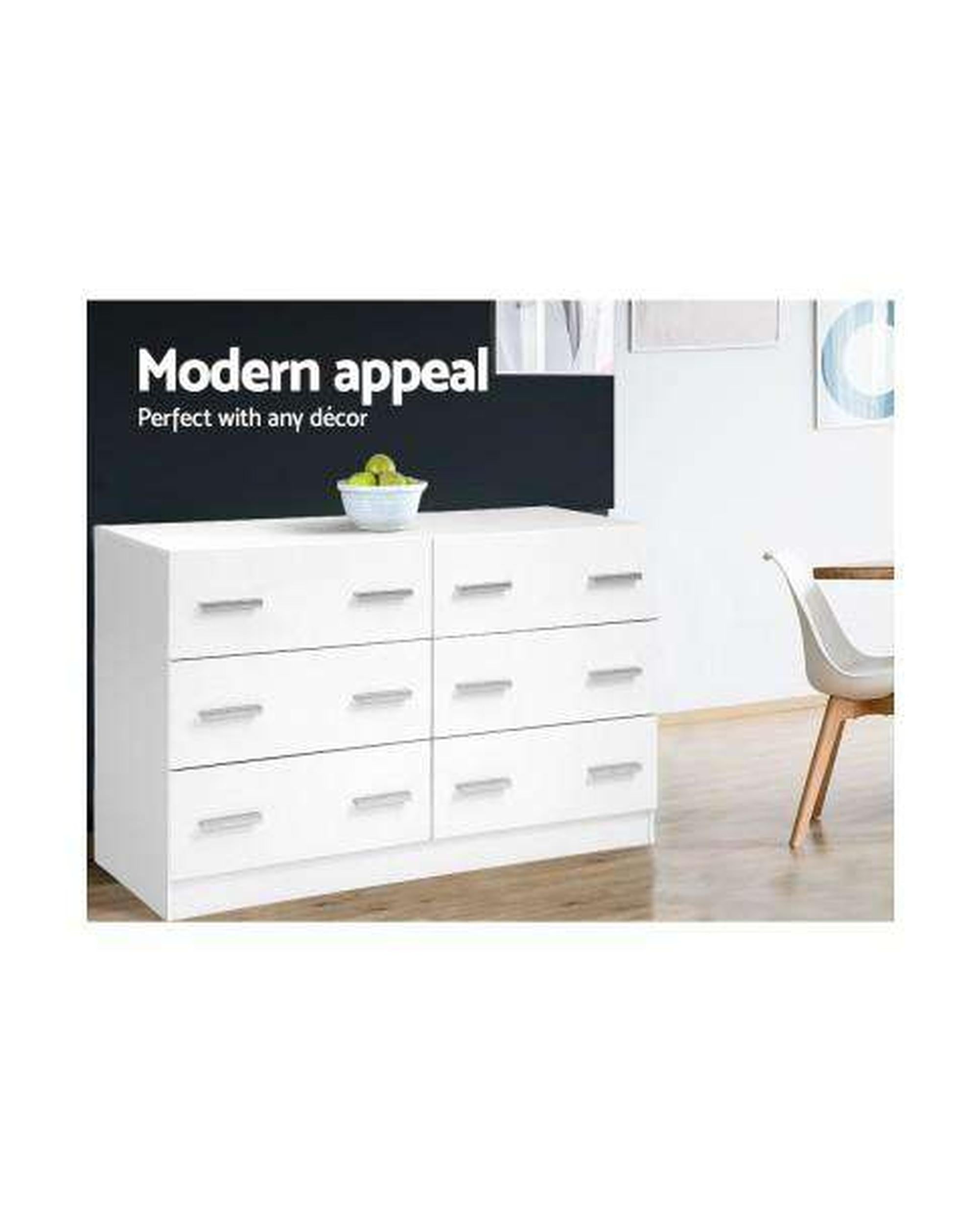Six Chest of Drawers - Sleek White Artiss
