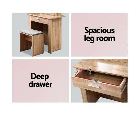 Dressing Table Mirror Stool Mirror Jewellery Cabinet Makeup Storage Wood Artiss