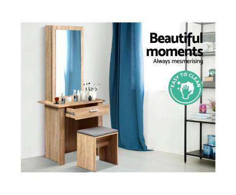 Dressing Table Mirror Stool Mirror Jewellery Cabinet Makeup Storage Wood Artiss