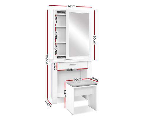 Dressing Table Mirror Stool Mirror Jewellery Cabinet Makeup Storage Desk Artiss
