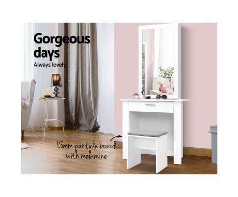 Dressing Table Mirror Stool Mirror Jewellery Cabinet Makeup Storage Desk Artiss