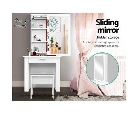 Dressing Table Mirror Stool Mirror Jewellery Cabinet Makeup Storage Desk Artiss